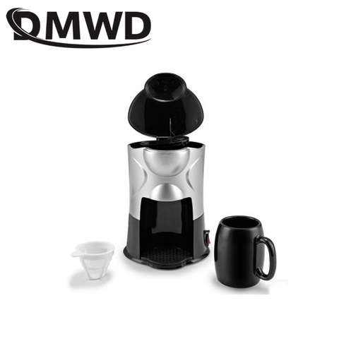 DMWD Machine à café électrique ménage Mini tasse unique 300 ML bricolage américain goutte à goutte noir Machine à café thé Bolier café Pot d'UE USA ► Photo 1/1