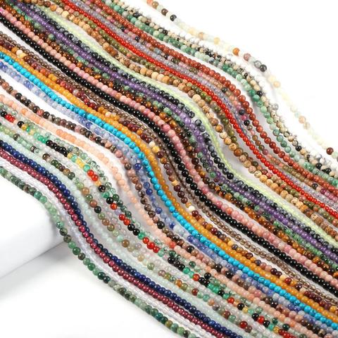 2022 nouvelles perles de pierre naturelle en gros Rose Quartzs améthystes Agates perles pour la fabrication de bijoux perles Bracelet à bricoler soi-même 2mm 3mm ► Photo 1/6