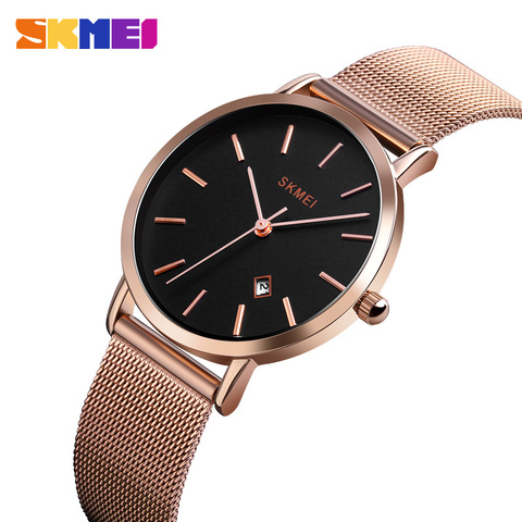 SKMEI-montre-bracelet à Quartz pour femmes, Style Simple, bracelet étanche en acier inoxydable 3 bars, collection décontracté ► Photo 1/6