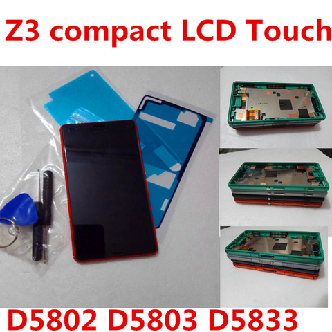 Écran tactile LCD avec châssis, noir et blanc, pour SONY Xperia Z3 Compact Z3C D5833, Z3mini D5803 D5802 ► Photo 1/1