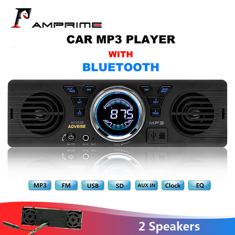 AMprime Voiture Radio AV252B Universal 1 din Au tableau de bord MP3 Audio lecteur Intégré Haut-Parleur Stéréo FM Soutien Bluetooth Aux USB/TF carte ► Photo 1/6