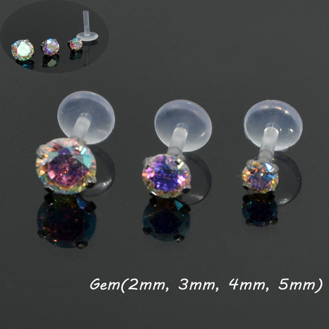Aurora – bijoux multicolores Bioplast Labret Flexible Monroe Labret, barre à lèvres, boucle d'oreille Push Fit Top 16g oreille Tragus Cartilage Piercing ► Photo 1/1