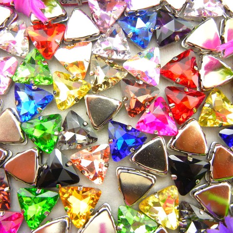 Verre Cristal griffe Argent 18mm 20 pcs belles couleurs Triangle forme Coudre sur strass perles vêtements vêtements décoration bricolage ► Photo 1/2