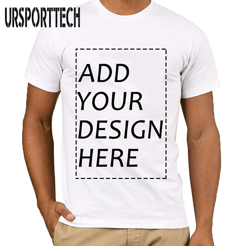 URSPORTTECH personnalisé T-Shirt pour hommes imprimer votre propre Design T-Shirt en coton respirant de haute qualité envoyer en 3 jours de couleur blanche ► Photo 1/6
