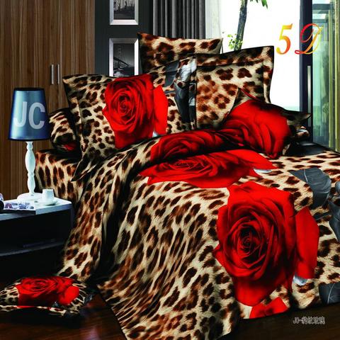 Literie 3D, 4 pièces de housse de couette, drap de lit et taie d'oreiller, literie taille queen size ► Photo 1/4