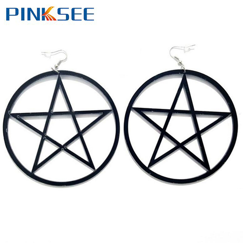 Punk Rock grande étoile boucles d'oreilles gothique femmes grand pentagramme conception Unique mode Europe oreille bijoux noir blanc couleur livraison gratuite ► Photo 1/6