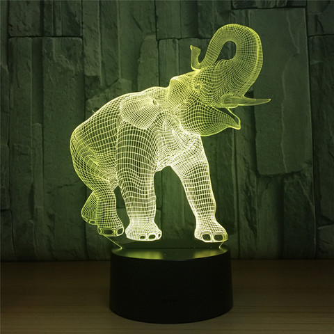 Lampe 3D à l'effigie de l'éléphant de la danse du Zoo, luminaire décoratif en 7 couleurs, Illusion d'optique, LED ► Photo 1/6