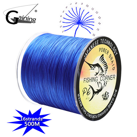 PE tresse ligne 500M 16 brins tressé ligne de pêche multicolore Super puissance japon Multifilament eau salée/eau douce ► Photo 1/6