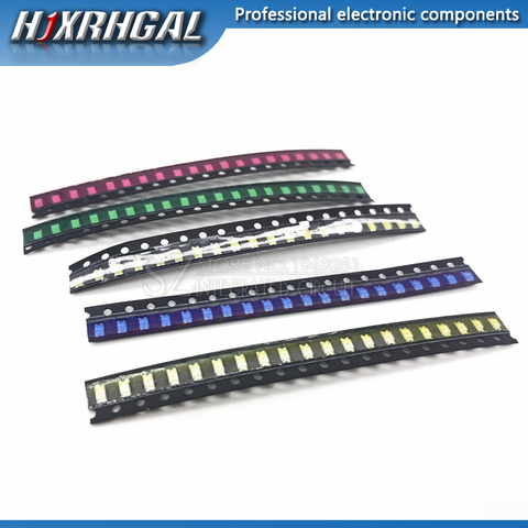 Paquet de lumière LED SMD 100, rouge, blanc, vert, bleu, jaune, 1206, 1206 pièces, hjxrhgal, en stock ► Photo 1/1