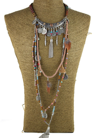 Déclaration gitane Vintage Long collier ethnique bijoux boho collier tribal collier Tibet bijoux ► Photo 1/5