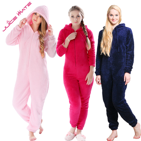 Hiver chaud Pyjamas femmes grande taille vêtements de nuit femme Kingurumi Teddy polaire Pyjamas en peluche flanelle Pyjamas ensembles pour femmes adultes ► Photo 1/6