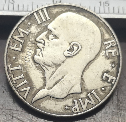 Pièce de monnaie en argent plaqué italie 5 lire-vittorio Emanuele III, 1938 ► Photo 1/1
