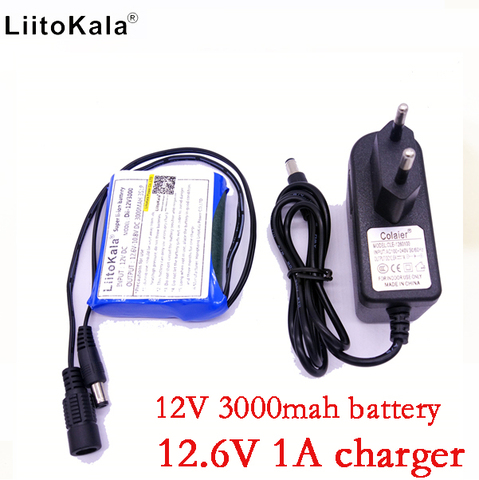 Liitokala – batterie lithium-ion pour appareil photo, 12V, 3ah, 3000mAh, avec chargeur 12.6V 1a, prise eu/us, nouveauté ► Photo 1/6