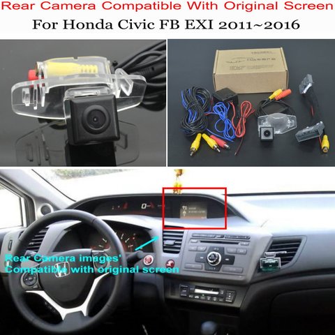 Caméra de recul arrière pour Honda Civic FB EXI 2011 ~ 2016, Compatible avec écran d'origine RCA ► Photo 1/6