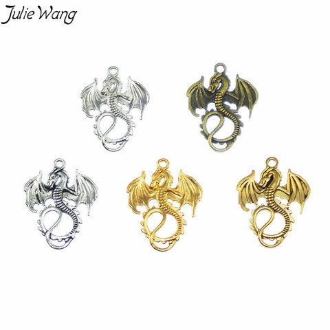 Julia Wang – petit pendentif multicolore en forme de Dragon, breloques, bibelot, bijoux haut de gamme, accessoires DIY, 5 pièces, vente mixte ► Photo 1/4