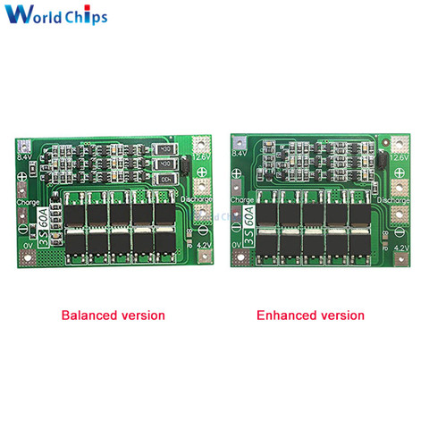 Carte de Protection de chargeur de batterie Lithium-ion polymère 3 S 30A 60A 12.6V 13.6V PCB BMS 3 série 12V pour moteur de perceuse, cellule Lipo ► Photo 1/6