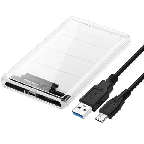 Boîtier Transparent pour disque dur HDD, USB 2.5, 3.0 pouces, 5 Gbps, Sata 3.1, 2 to, SSD, sans outil ► Photo 1/6