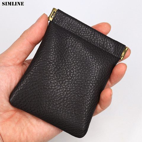 Porte-monnaie Vintage en cuir véritable fait à la main pour hommes et femmes, Mini portefeuilles unisexe, pochette, porte-carte, sac de rangement ► Photo 1/6