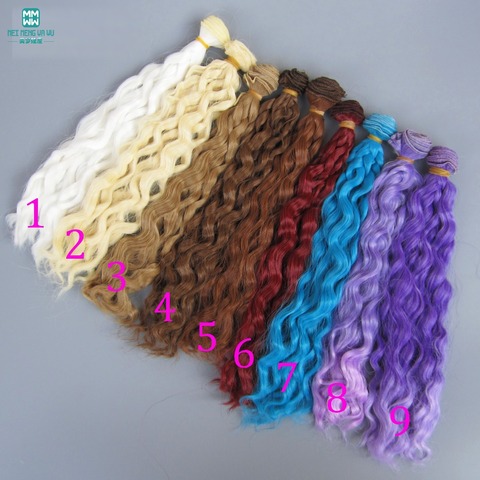 1 pièces 25 cm * 100 CM imiter laine boucles poupée perruques/cheveux pour 1/3 1/4 1/6 BJD/SD poupée or clair, kaki, marron ► Photo 1/2