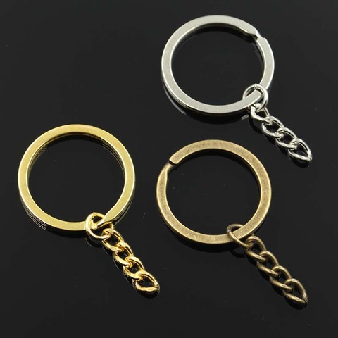 Chaîne porte-clés 3 couleurs, or, Bronze, argent, rond, en métal fendu, 30mm, vente en gros, 10 pièces ► Photo 1/5