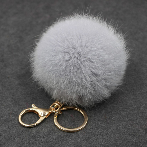 Porte-clés en vraie fourrure de lapin 8CM, Pompon, bibelot, jouet en fourrure de lièvre, anneau, breloques, cadeau de mariage ► Photo 1/6