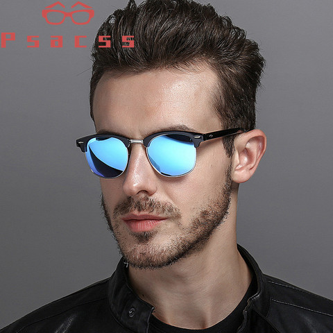 Psacss – lunettes de soleil polarisées carrées pour hommes, verres solaires classiques de marque de styliste rétro à Rivet, UV400 oculos ► Photo 1/6