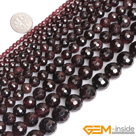 Perles rondes en pierre naturelle grenat, 15 pouces, pour la fabrication de bijoux, livraison gratuite ► Photo 1/6