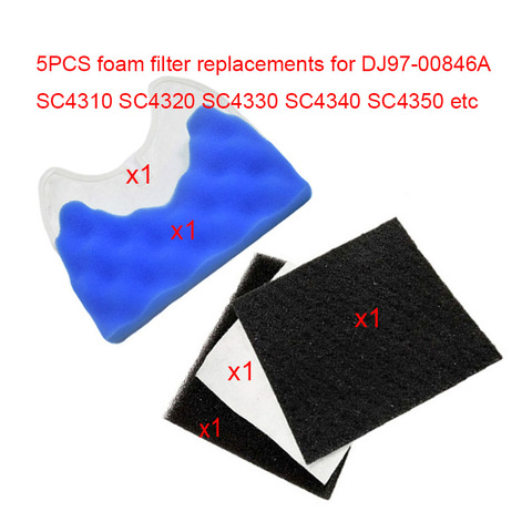 Pièces de filtre en mousse pour aspirateur Samsung, 5 pièces, pour modèles DJ97-00846A SC4310 SC4330 SC4340 SC4350 SC4360 SC4370 SC4380 ► Photo 1/6