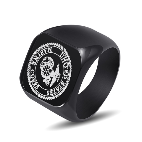 Bague de motard Punk en titane pour hommes, anneau en acier inoxydable USMC, livraison directe ► Photo 1/1