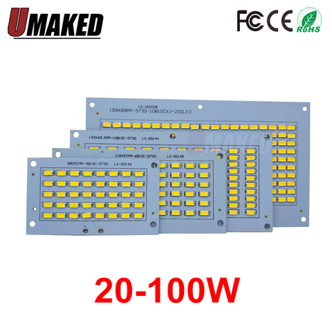 Panneau LED SMD5730, panneau PCB pour projecteur led SMD5730, pleine puissance, 20W 30W 50W 70W 100% W, plaque en aluminium, 100 ► Photo 1/4