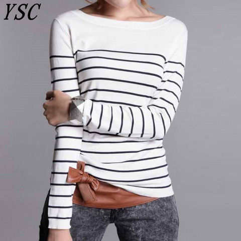 YSC-pull en laine cachemire tricotée pour femmes, style classique, à rayures noires et blanches, garde au chaud, de haute qualité, offres spéciales ► Photo 1/4