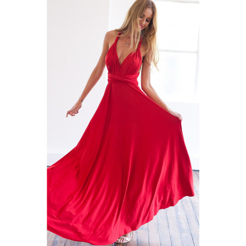 Infinity – Robe Longue rouge à bandes pour femmes, Maxi Robe portefeuille Convertible, style Boho, soirée demoiselle d'honneur ► Photo 1/6