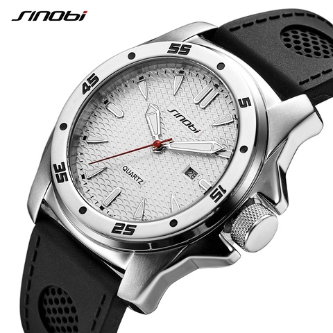 SINOBI – montre de Sport étanche pour hommes, Top marque de luxe, Relogio Masculino en acier inoxydable, bracelet en Silicone, Quartz, montres genève Saat ► Photo 1/1