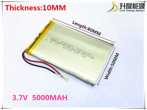 Batterie 3.7V, 5000mAH, 105080 polymère, lithium-ion/Li-ion, pour tablette, pc ► Photo 1/1