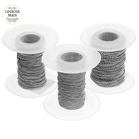 Chaîne en acier inoxydable 316L, 10 mètres/lot, couleur argent en vrac, largeur de 1mm 1.5mm 2mm 2.5mm 3mm, chaîne à maillons pour la fabrication de colliers à faire soi-même ► Photo 1/6