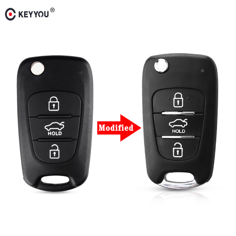 KEYYOU-coque de clé pliante de rechange | 3 boutons, modifiée, rabattable, télécommande pour Hyundai I30 IX35 pour Kia K2 K5 Rio Ceed Cerato ► Photo 1/6