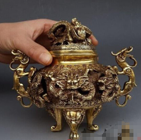Grand encens ajouré en cuivre, décoration de collection antique, kolowon ► Photo 1/2