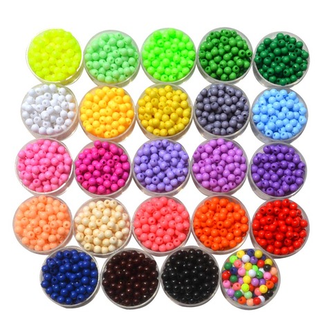 Perles de rocaille en acrylique de 4mm pour la fabrication de bijoux, 1000 pièces, multicolore, forme ronde, accessoires de bricolage ► Photo 1/2