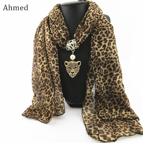 Ahmed Écharpe Foulard avec Collier Tête Léopard Pendentif pour Femmes ► Photo 1/6