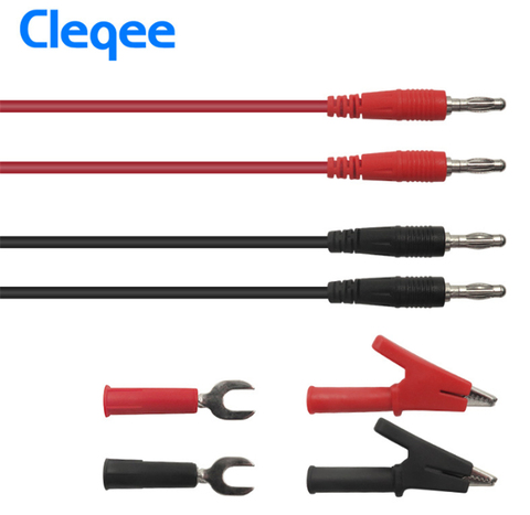 Cleqee – fiches bananes P1041B 6-en-1 1M 4mm, kits de fils de Test, pinces crocodile à fiche de type U 6mm, alimentation régulée ► Photo 1/3