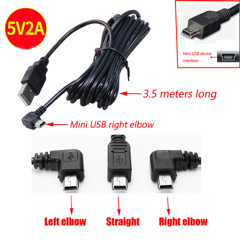 Nouveau mini câble USB incurvé pour chargement de voiture, longueur de câble 3.5m (11.48ft), pour caméra DVR, enregistreur vidéo/GPS/PAD, etc ► Photo 1/6