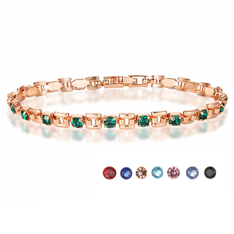 Bracelets en pierre Zircon cubique pour filles, 9 couleurs, disponible en rose, vert, blanc, rouge et bleu, en forme carrée pour le poignet ► Photo 1/6