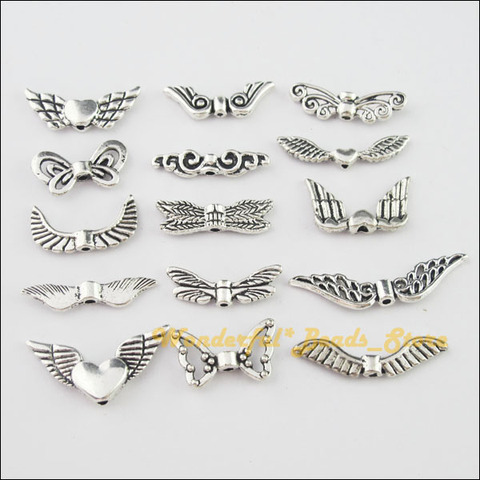 Pendentifs ailes de couleur mixte argent tibétain, pour bijoux artisanaux, bricolage pièces ► Photo 1/1