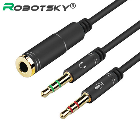 Robotsky 3.5mm Jack Smartphone câble séparateur d'écouteurs 1 femelle à 2 mâle stéréo Audio Y câble séparateur ► Photo 1/6