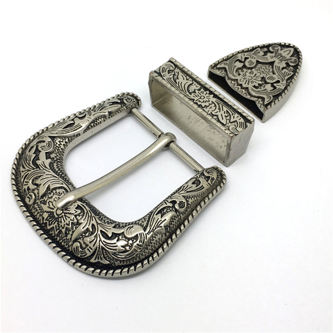 Ensemble de 3 pièces en Nickel pour femmes et hommes, ensemble de 3 pièces, 30mm/38mm, boucle de ceinture sculptée, accessoires d'artisanat en cuir pour Jeans Vintage ► Photo 1/6