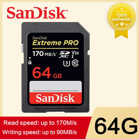 SanDisk – carte SD Extreme PRO, 32 go/64 go/512 go/128 go/256 go/170 go, U3, 4k, haute vitesse, classe 10, mo/s, V30, pour appareil photo ► Photo 1/6