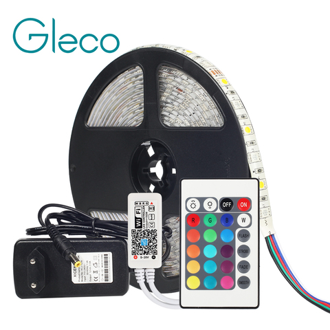 DC12V 5050 RGB LED Strip Set avec 24Key WiFi RGB Contrôleur Ensemble LED Lumière de Bande 5050 60LED/m 5 m/lot ► Photo 1/6