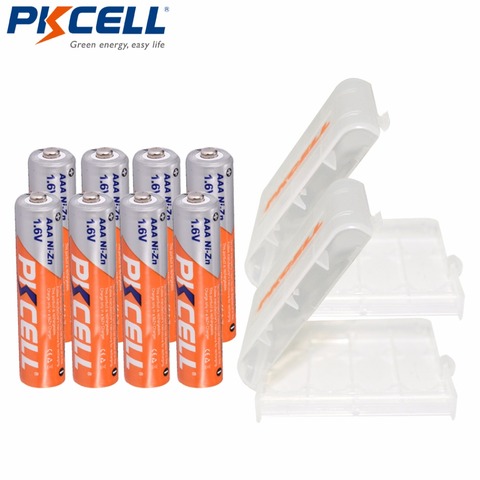 8PC PKCELL1.6V AAA batterie NIZN AAA piles rechargeables ni-zn 900mWh avec 2PC boîtier de maintien de batterie AA AAA pour jouets caméra ► Photo 1/6