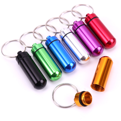 Porte-clés en aluminium bleu, Mini boîte de rangement de tablette, porte-bouteille de haute qualité étanche Portable ► Photo 1/6