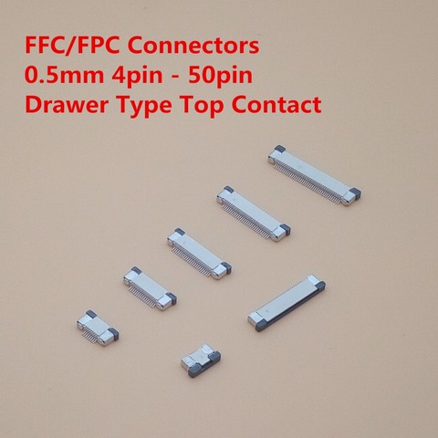 Connecteur FPC 10 pièces prise FFC type de tiroir de 0.5MM, Contact supérieur 4P 6P 8P 10P 12P 14P 16P 18P 20P 22P 24P 30P 32P 34P 40P 50P 60P ► Photo 1/2